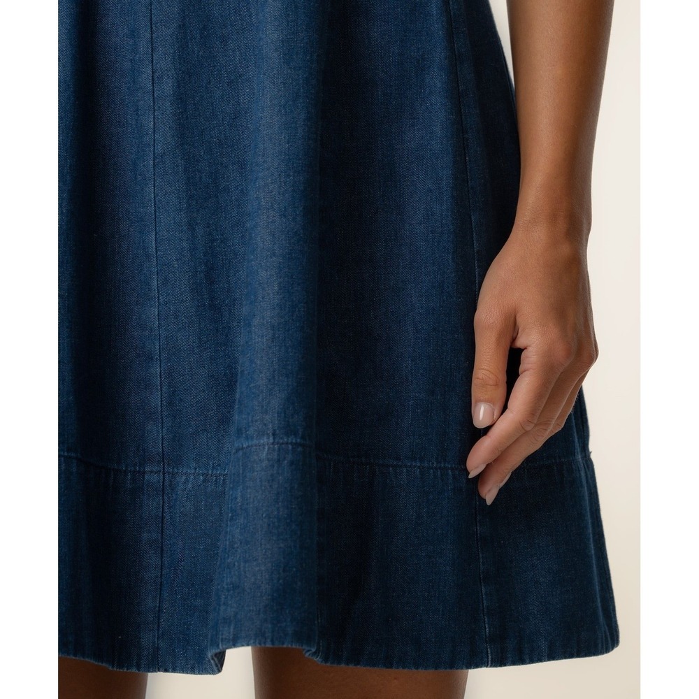 KUT Amelie Denim Dress, Square Neck Fit and Flare Mini Dress with Pockets - Picture 4 of 9